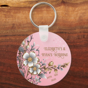 Elegante Roze Glitter Trouwachtergrond Sleutelhanger