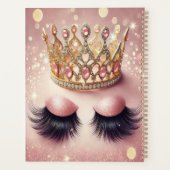 Elegante roze glitter wimperkroon planner (Achterkant)