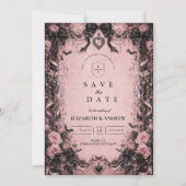 Elegante Roze Gothische Bruiloft Save The Date (Voorkant)