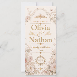 Elegante Roze Goud Bloemige Vintage Trouw