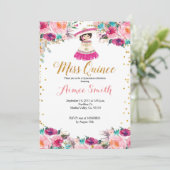 Elegante Roze Goud Mis Quince uitnodiging (Staand voorkant)