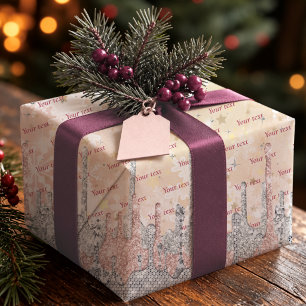 Elegante Roze Goud Zilveren Druppelende Glitter Br Cadeaupapier