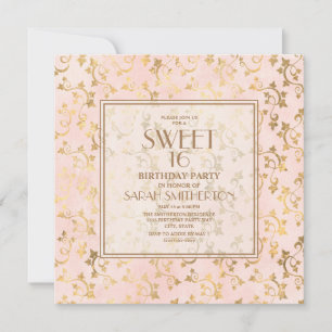 Elegante Roze Goud Zoete 16 Kaart
