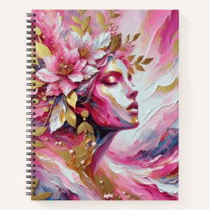 Elegante roze gouden abstracte vrouw Spiral Notiti Notitieboek
