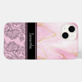 Elegante roze gouden agaat Paisley Monogrammed Case-Mate iPhone Case (Achterkant (horizontaal))