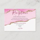 Elegante Roze & Gouden Agaat Steen Bruiloft Recept Informatiekaartje (Voorkant)