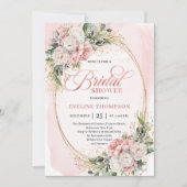 Elegante roze gouden bloemen Eucalyptus Bruiloftsd Kaart (Voorkant)