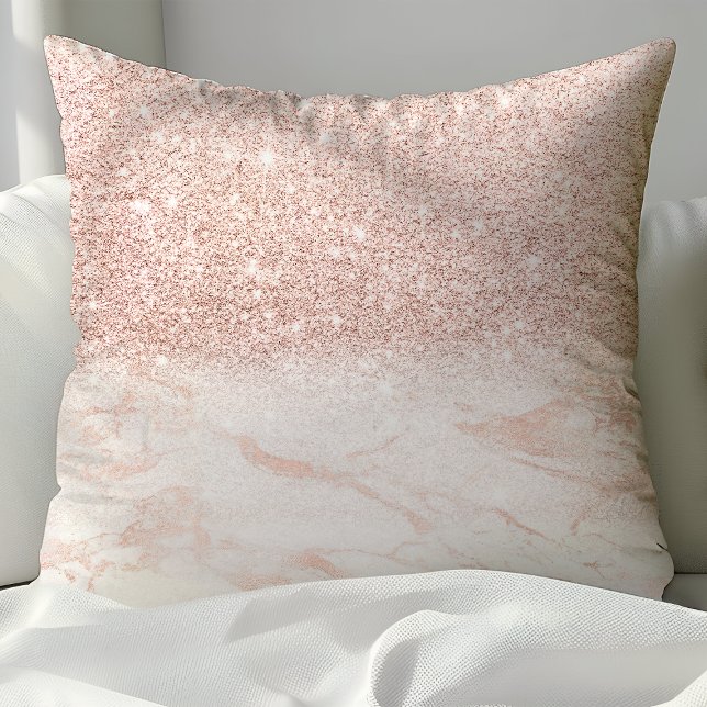 Elegante Roze Gouden Blush Roze Marmer Kussen (Creator heeft geüpload)