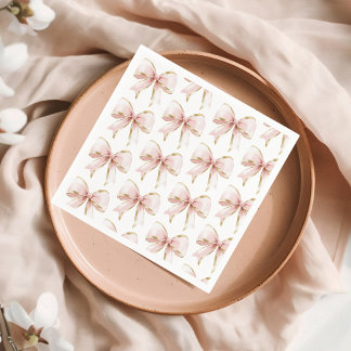 Elegante Roze Gouden Boog Patroon Baby shower Meis Servet