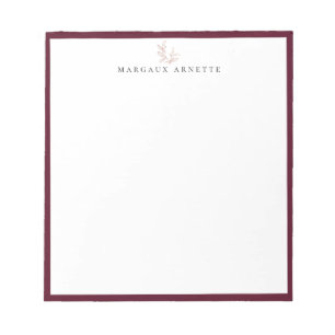 Elegante Roze Gouden Botanische Tak Bordeaux Frame Notitieblok
