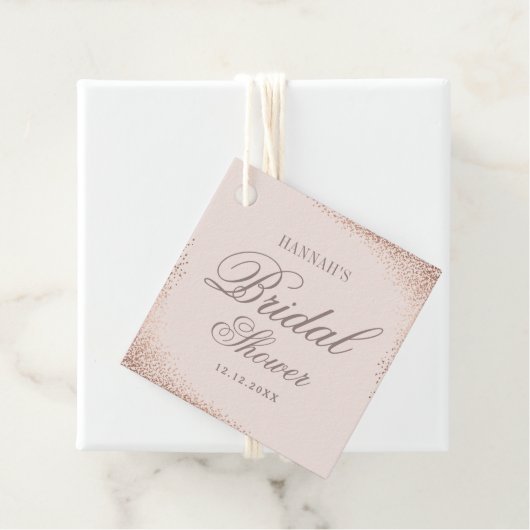 Elegante Roze Gouden Bruidsdouche  Bedankjes Labels (In situ)