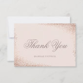Elegante Roze Gouden Bruidsfeest Bedankkaart (Voorkant)