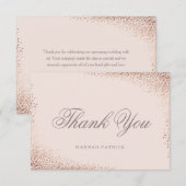 Elegante Roze Gouden Bruidsfeest Bedankkaart (Voorkant / Achterkant)