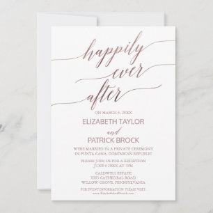 Elegante Roze Gouden Calligrafie Elopement Kaart