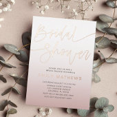 Elegante Roze Gouden Calligraphy Bruidsdouche Folie Uitnodiging