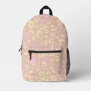 Elegante Roze Gouden Citroen Chiffon Luipaardprint Bedrukte Rugzak