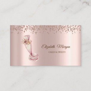 Elegante Roze Gouden Cupcake, Snoepjes, Bakkerij G Visitekaartje