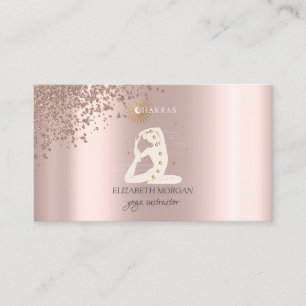 Elegante roze gouden diamanten yoga meisje silhoue visitekaartje