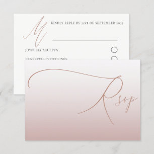 Elegante Roze Gouden Eenvoudige RSVP Bruiloft Kaartje