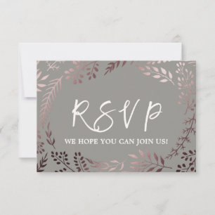 Elegante Roze Gouden en Grijze Songrequest RSVP-ka RSVP Kaartje