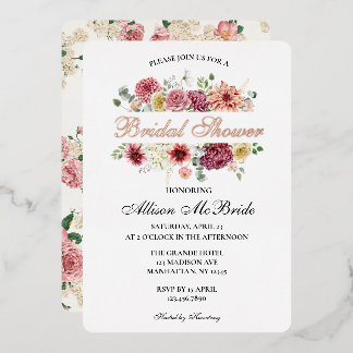 Elegante Roze Gouden Folie Calligrafie Bruidsfeest Uitnodiging
