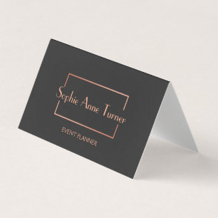 Elegante roze gouden gebroken frame donkergrijs visitekaartjes
