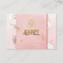 Elegante Roze & Gouden Gelukkig Nieuwjaar Bloemkaa