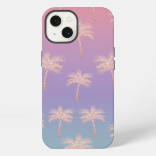 Elegante roze gouden glinsterende gradiënt palm pa iPhone 13 hoesje