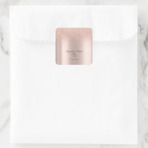 Elegante Roze Gouden Glitter Bokeh Harten Vierkante Sticker