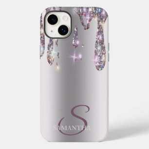 Elegante Roze Gouden Glitter Druppels Case-Mate iPhone 14 Plus Hoesje