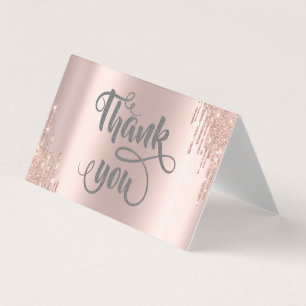 Elegante Roze Gouden Glitter Druppels Visitekaartjes
