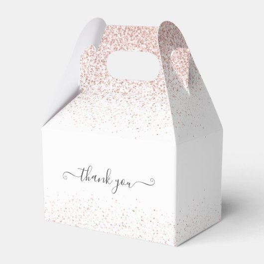 Elegante Roze Gouden Glitter Eerste Heilige Commun Bedankdoosjes (Achterkant)