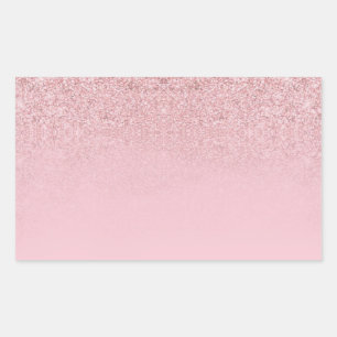 Elegante Roze Gouden Glitter Lege Sjabloon Modern Rechthoekige Sticker
