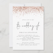 Elegante Roze Gouden Glitter QR Code Bruiloft Kaart (Voorkant)