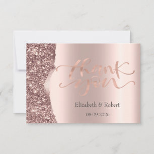 Elegante Roze Gouden Glitter Schrift  Bedankkaart