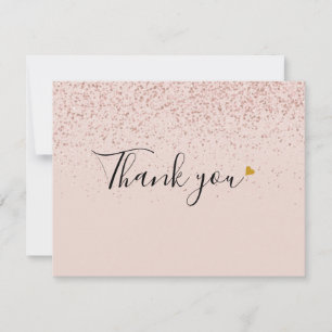 Elegante Roze Gouden Glitter Script Gouden Hart Fo Bedankkaart
