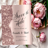 Elegante Roze Gouden Glitter Script Save The Date