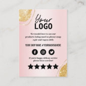 Elegante roze gouden glitters Bedankt kaart Visitekaartje (Achterkant)