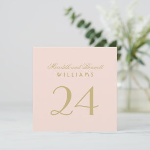 Elegante Roze Gouden Huwelijk Tafel Nummerkaart Kaart