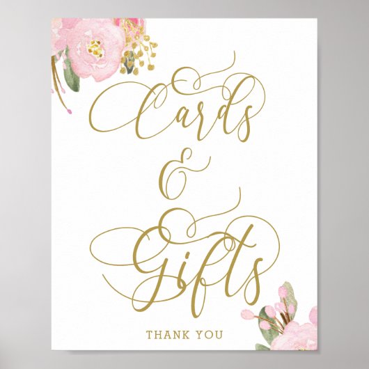 Elegante Roze Gouden Kaarten en Cadeaus Bord Poster (Voorkant)