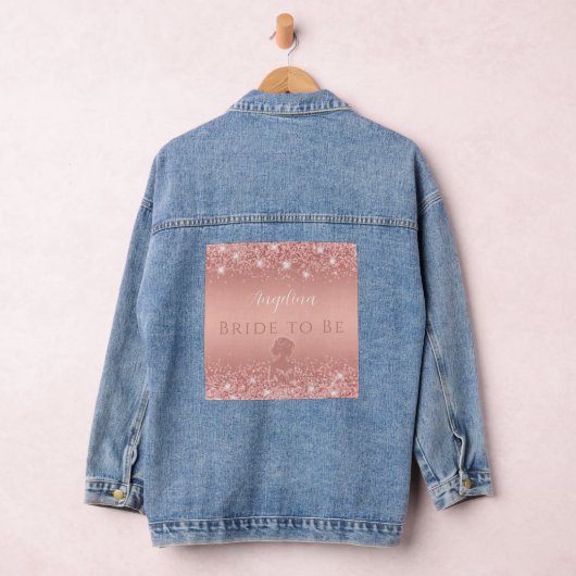Elegante Roze Gouden Luxe Glans Bruidsdouche Denim Jacket (Hangar)