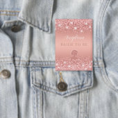 Elegante Roze Gouden Luxe Glans Bruiloftsborrel  Button (Insitu)