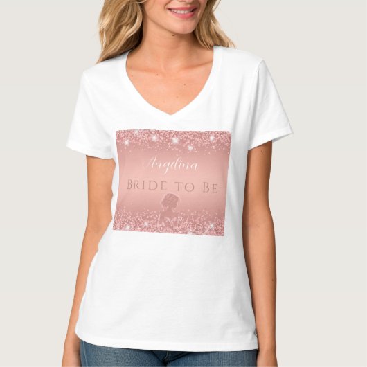 Elegante Roze Gouden Luxe Glans Bruiloftsfeest  T-shirt (Voorkant)