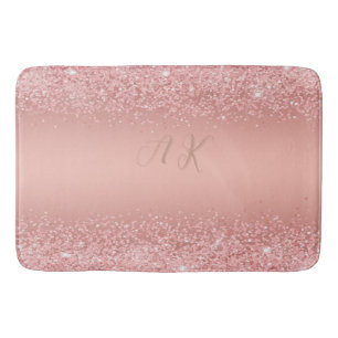 Elegante Roze Gouden Luxe Glans Monogram Badmat