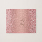 Elegante Roze Gouden Luxe Glans Monogram Legpuzzel (Horizontaal)