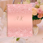 Elegante Roze Gouden Luxe Glans Monogram Notitieboek