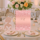 Elegante Roze Gouden Luxe Glans Monogram Notitieboek