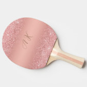 Elegante Roze Gouden Luxe Schittering Monogram Tafeltennisbatje (Zijkant)