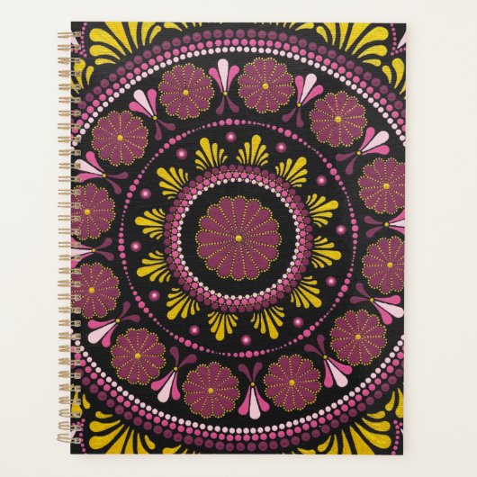 Elegante Roze Gouden Mandala, Boho Zen Dot Art Flo Planner (Voorkant)