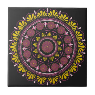 Elegante Roze Gouden Mandala, Boho Zen Dot Art Flo Tegeltje